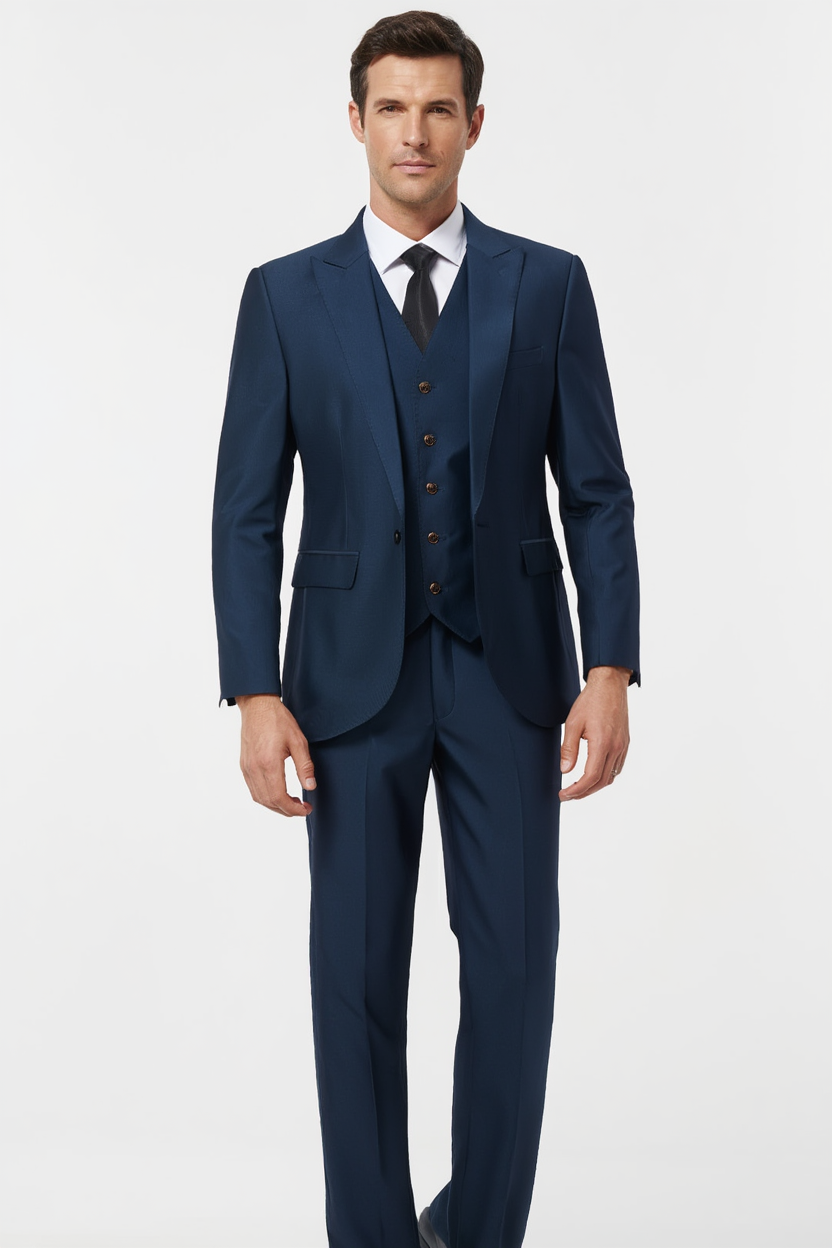 Ensemble Costume Trois Pièces Élégant avec Blazer Ajusté et Gilet pour Hommes 2