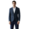 Veste Élégante pour Homme | Veste Carreaux Bleu Marine Ajustée avec Détails Contemporains | Polyvalente pour Bureau et Sorties 1