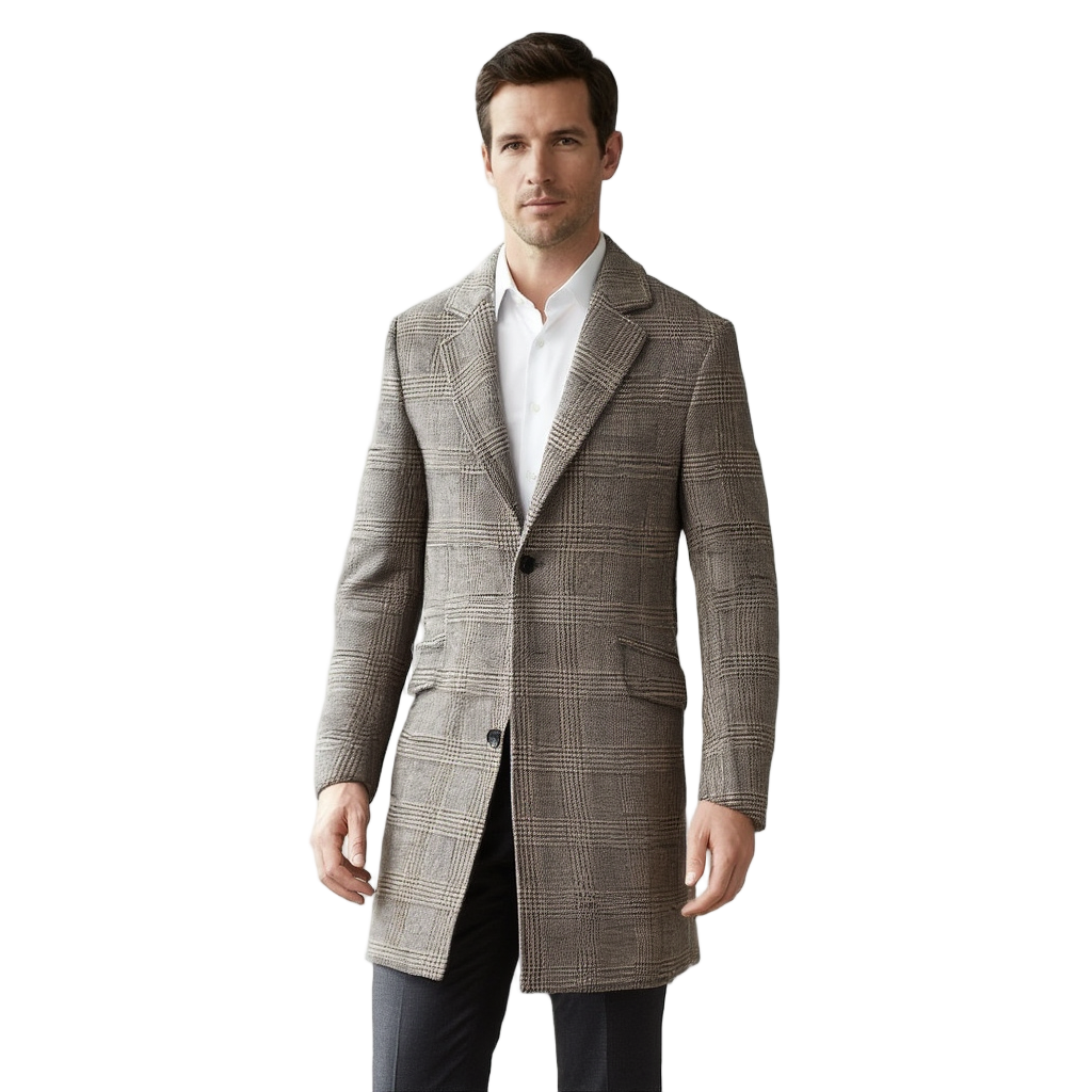 Manteau à Carreaux pour Homme avec Coupe Ajustée | Élégance et Confort pour Automne-Hiver 1