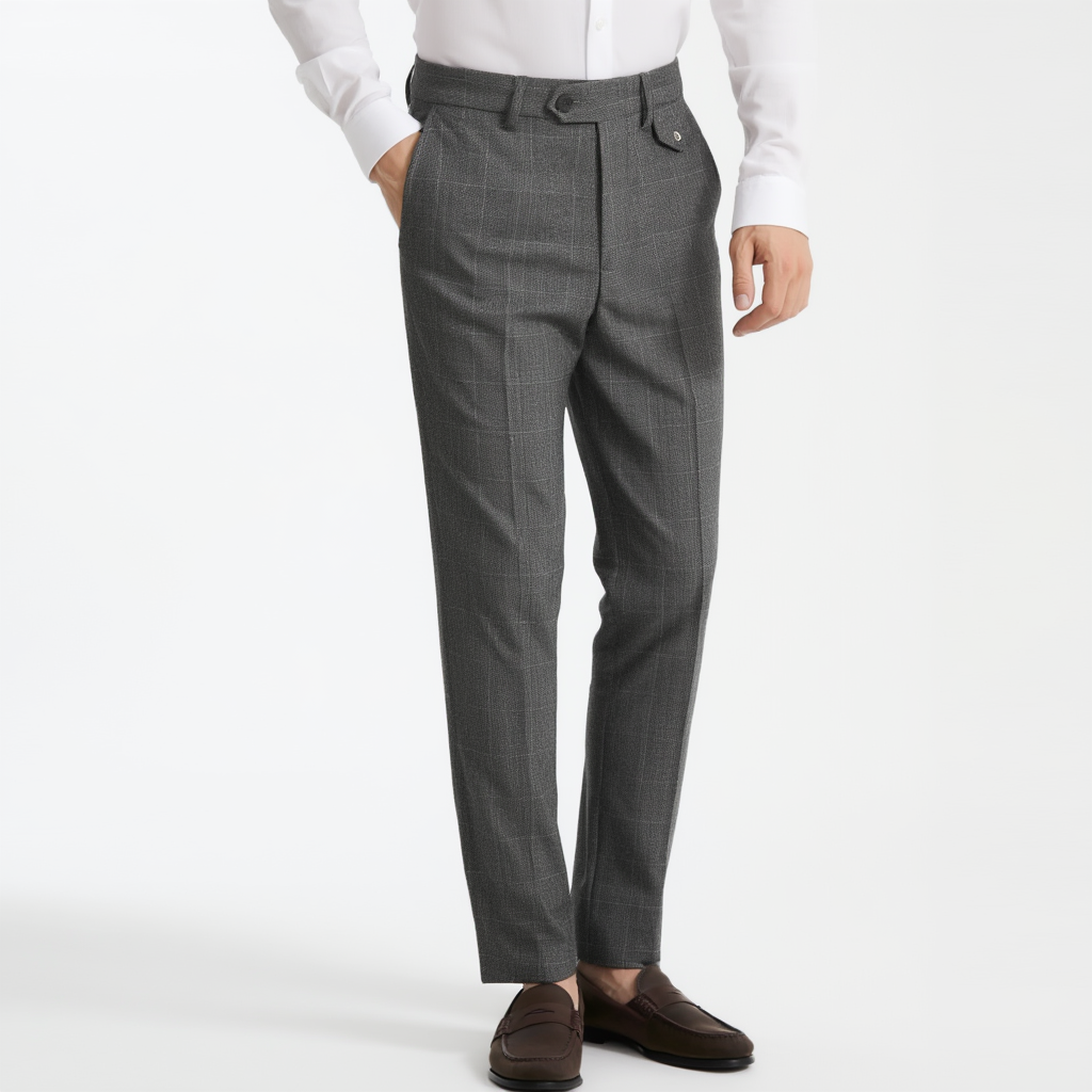 Pantalon Habillé à Carreaux Slim Fit en Polyester Viscose | Élégance et Confort Quotidien 3