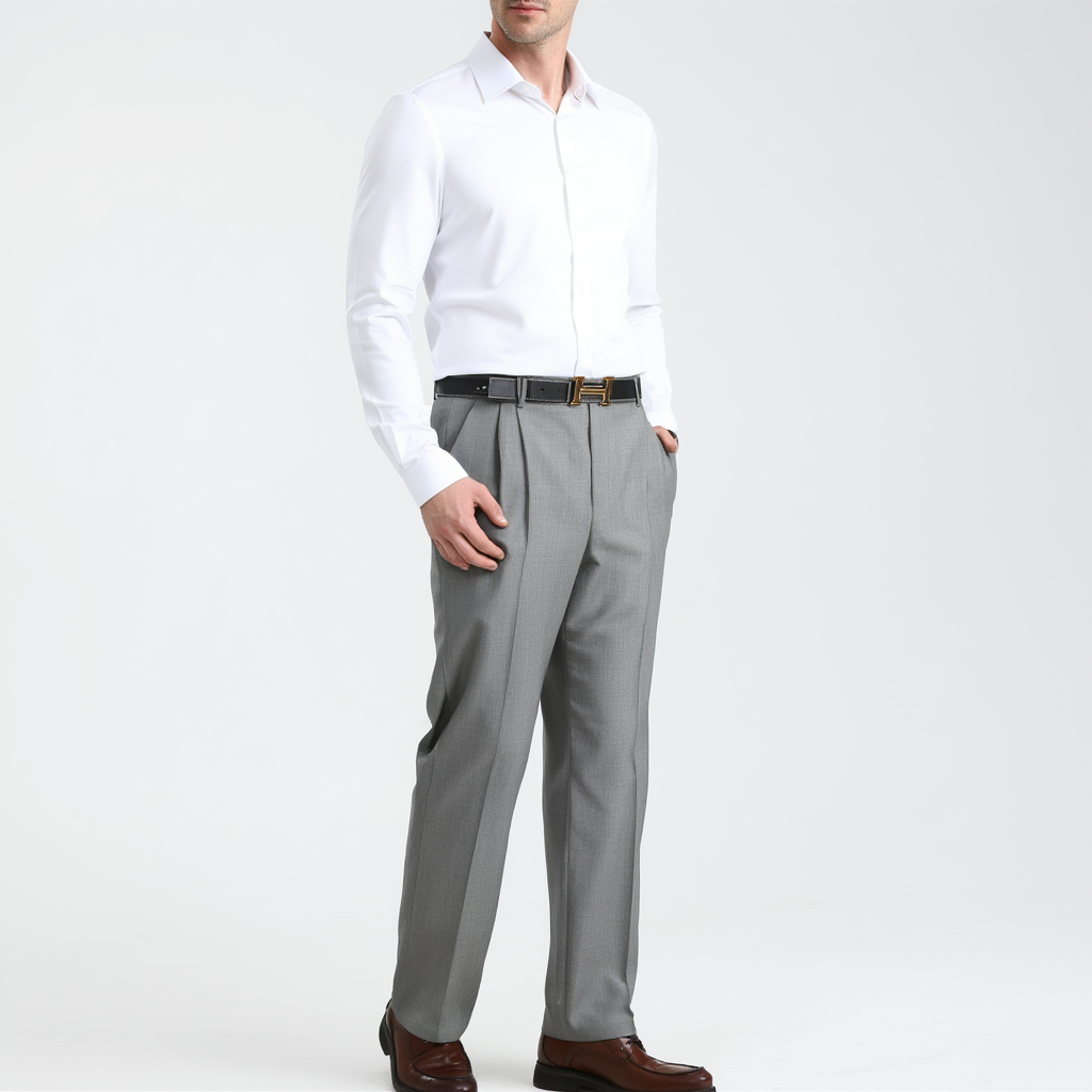 Élégance Masculine | Pantalon Habillé en Mélange Polyester et Soie avec Coupe Traditionnelle | Confort Optimal pour Occasions Formelles 3