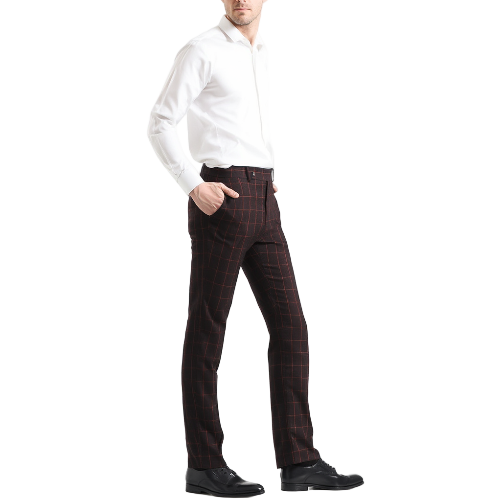 Pantalon Homme Tailleur à Carreaux avec Coupe Ajustée | Élégance Polyvalente pour Professionnels 7