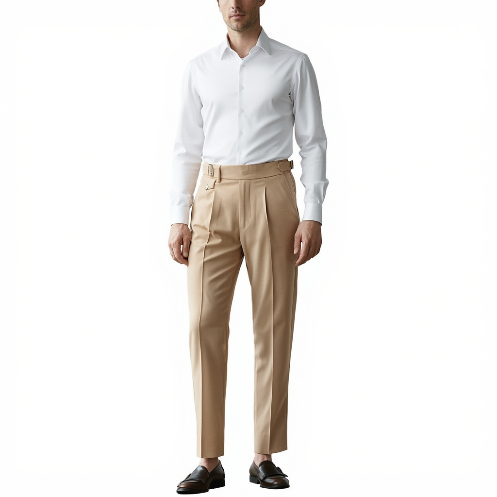 Élégance Masculine | Pantalon Habillé en Mélange Polyester et Soie avec Coupe Traditionnelle | Confort Optimal pour Occasions Formelles 1