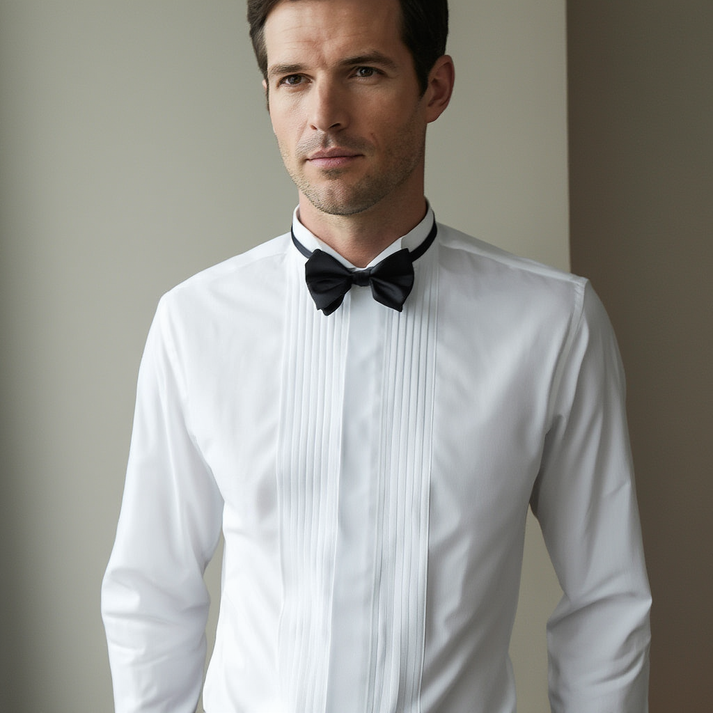 Chemise Smoking Élégante Poignets Doubles