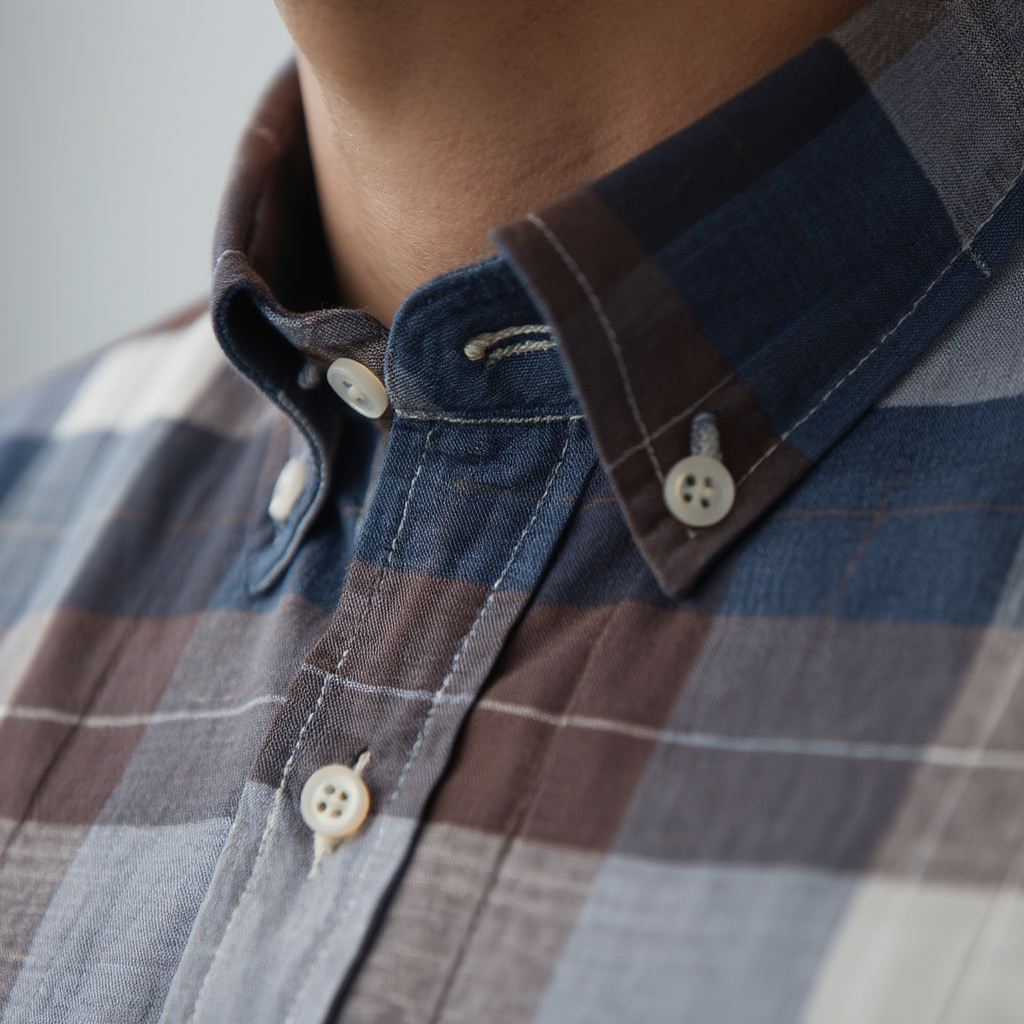 Chemise Homme À Carreaux Oxford Coton, Style Classique, Coupe Droite, Manches Longues, Confort