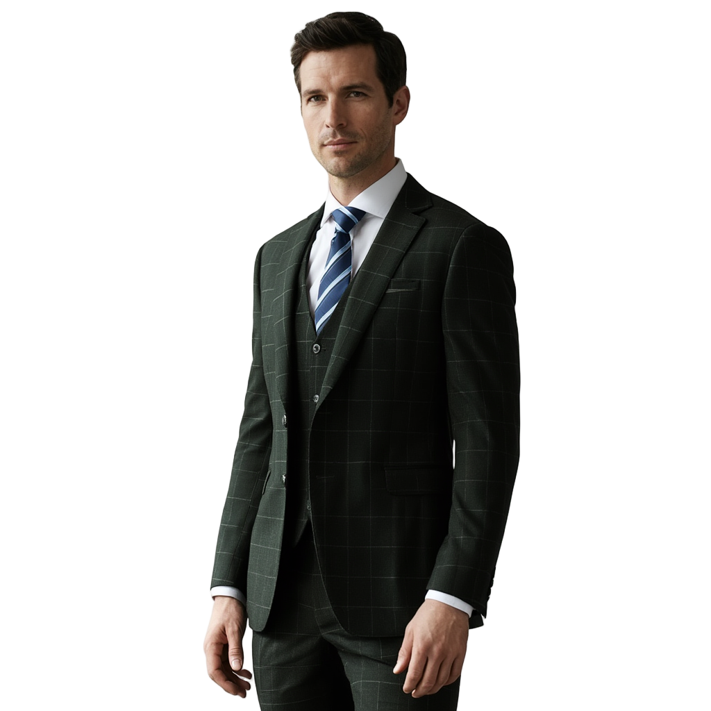 NexusCarreaux | Costume 3 Pièces à Carreaux avec Coupe Slim Fit | Élégance pour Événements Formels 1