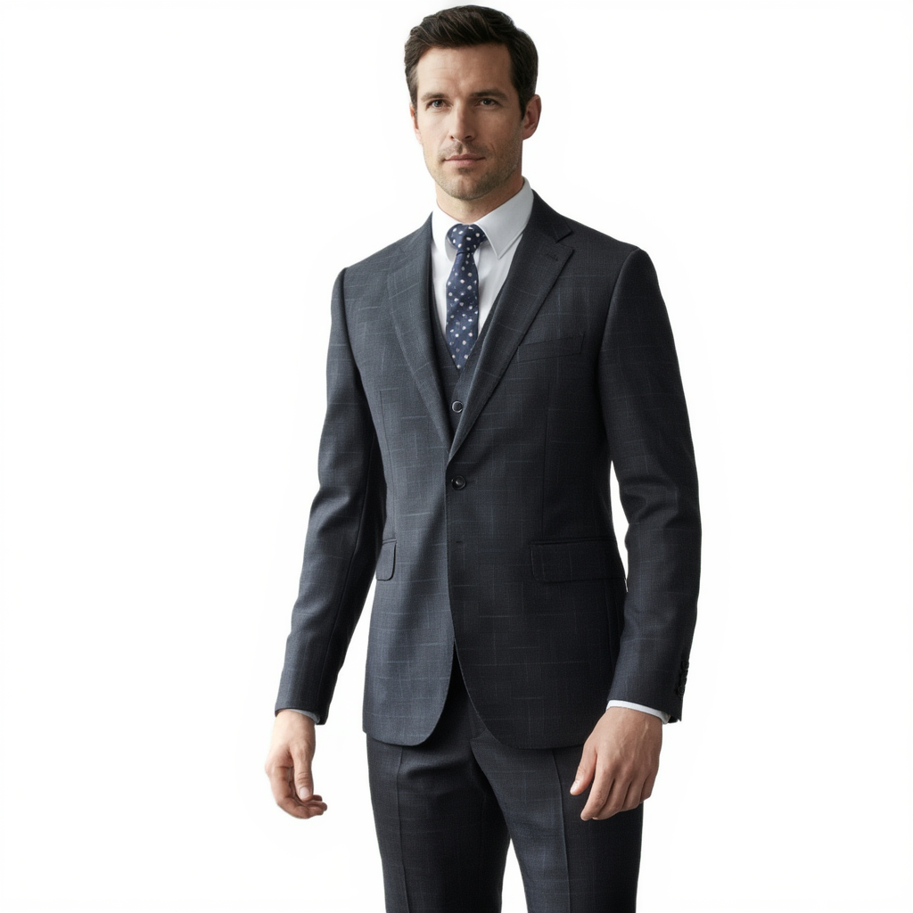 Costume Élégant 3 Pièces À Carreaux Homme avec Coupe Slim Fit | Ensemble Harmonieux pour Occasions Formelles 8