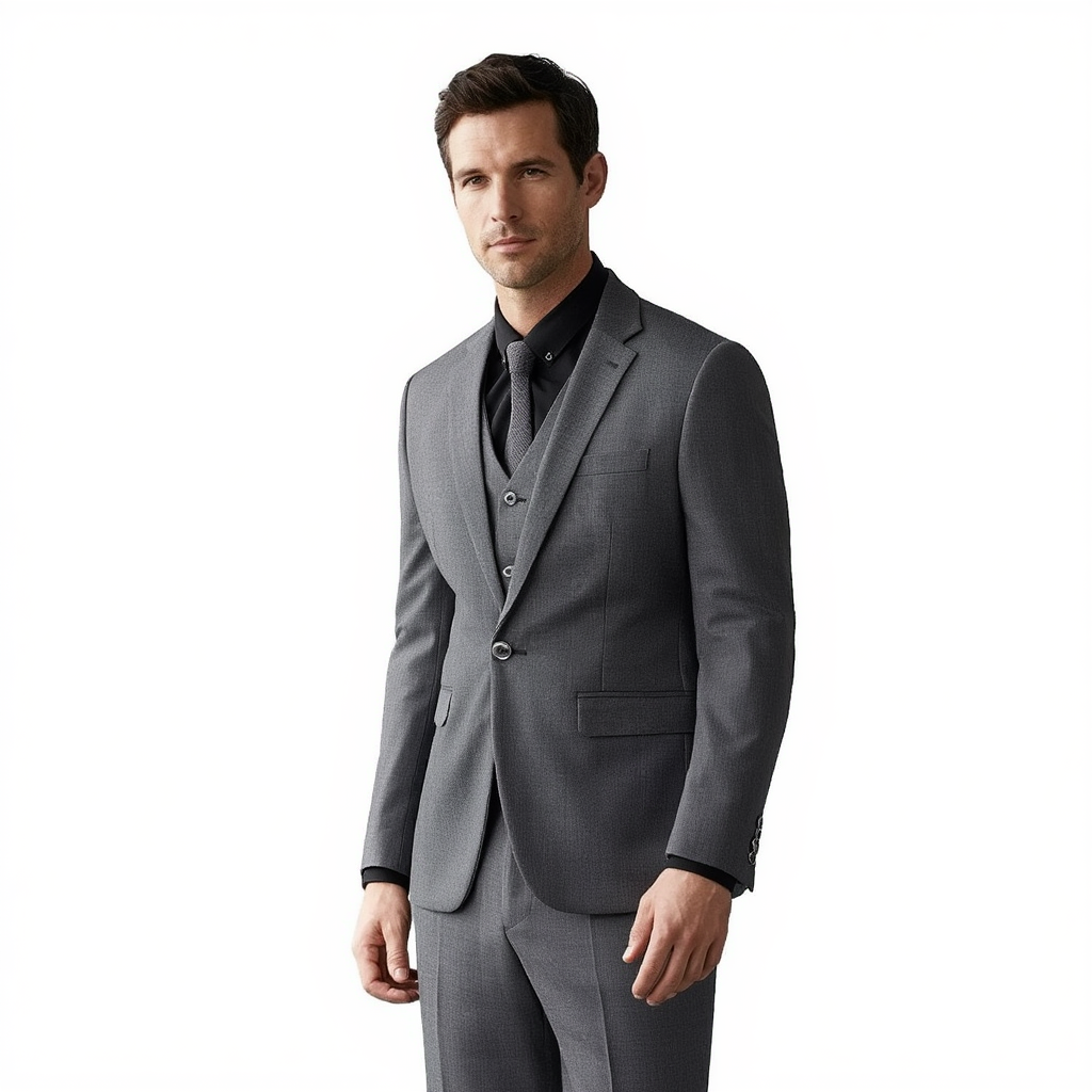 Élan TrioPro | Costume Trois Pièces Homme Slim Fit avec Veste, Gilet et Pantalon | Élégance Professionnelle 10