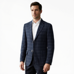 Veste Élégante pour Homme | Veste Carreaux Bleu Marine Ajustée avec Détails Contemporains | Polyvalente pour Bureau et Sorties 3