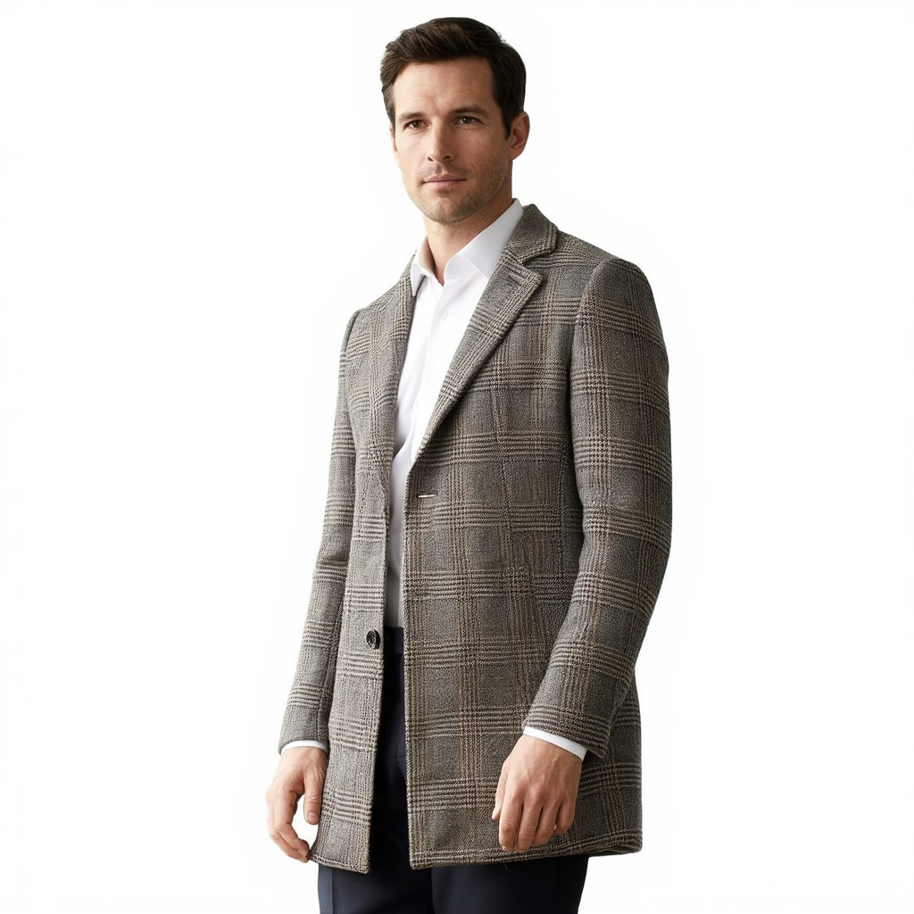 Manteau à Carreaux pour Homme avec Coupe Ajustée | Élégance et Confort pour Automne-Hiver 3