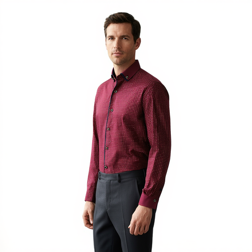 Chemise Homme à Motifs avec Détails Contrastés | Élégance et Confort pour le Bureau 1
