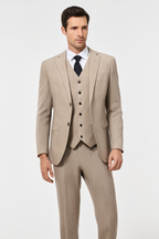 Édition Beige | Costume Trois Pièces avec Blazer Ajusté et Gilet | Élégance Moderne pour Toutes Occasions 2