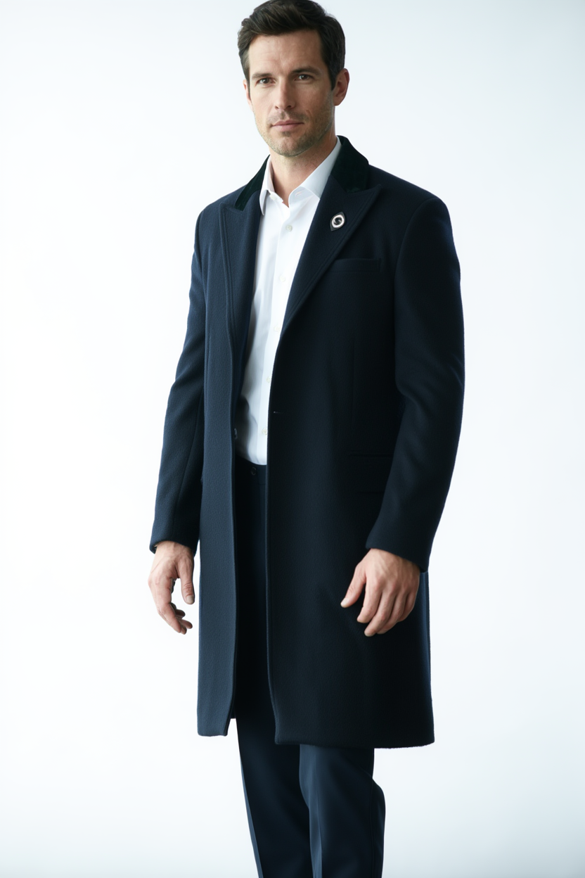 Manteau Élégant en Laine avec Col en Velours pour Automne-Hiver - Style Sophistiqué 3