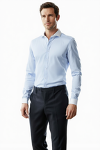 Élégance Masculine | Chemise en Coton Bleu et Blanc avec Col Classique | Polyvalente pour Toutes Occasions 6