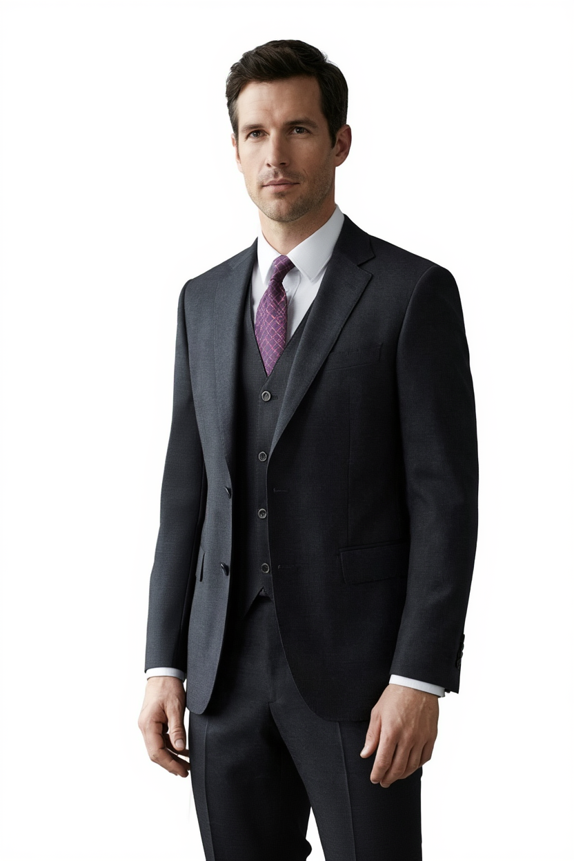 Costume 3 Pièces Homme | Blazer Ajusté avec Gilet pour Mariage et Événements Formels 1