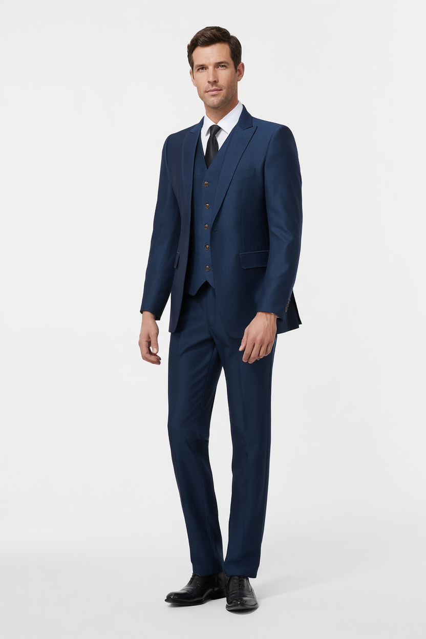 Ensemble Costume Trois Pièces Élégant avec Blazer Ajusté et Gilet pour Hommes 4