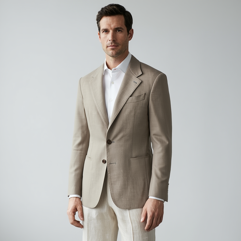 FirenzeLumière | Veste en Lin Slim pour Homme avec Doublure Partielle | Élégance et Confort pour les Événements 4
