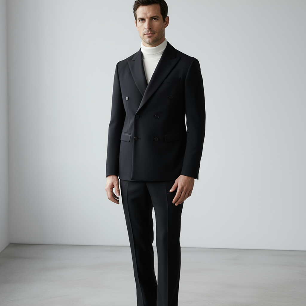 Costume Homme Croisé Slim en Gris Uni avec Détails Élégants pour Toutes Occasions 13