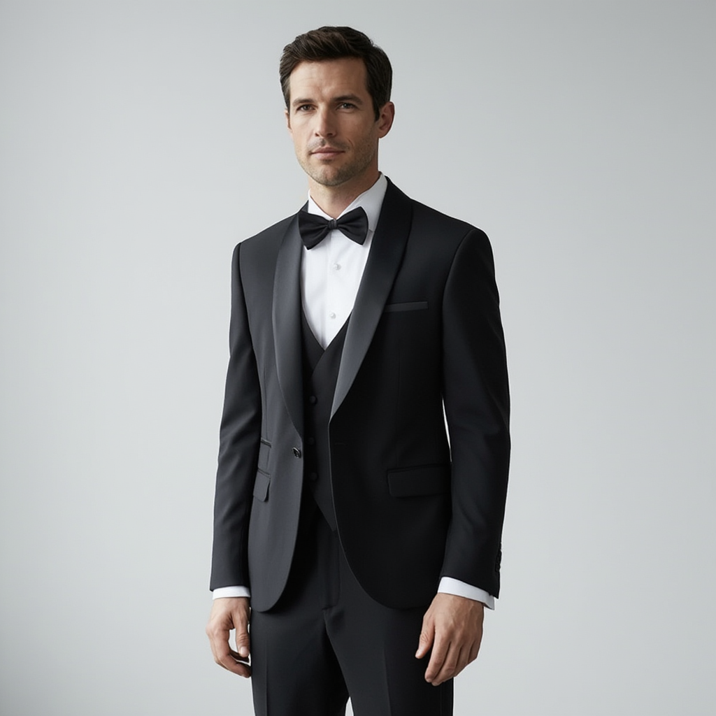 Élégance Nocturne | Smoking Slim Homme avec Revers Châle | Ensemble 3 Pièces pour Soirées Formelles 3