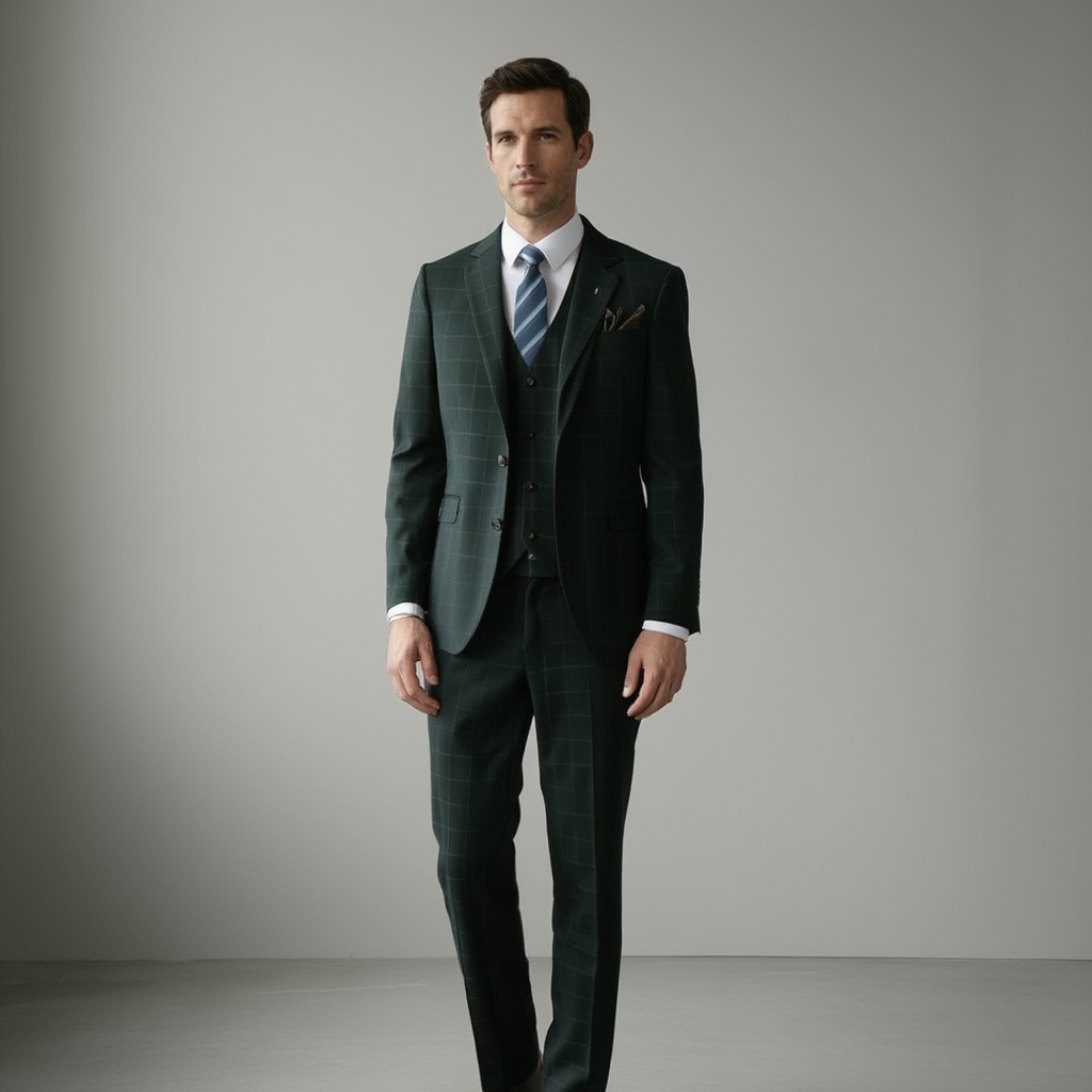 NexusCarreaux | Costume 3 Pièces à Carreaux avec Coupe Slim Fit | Élégance pour Événements Formels 2