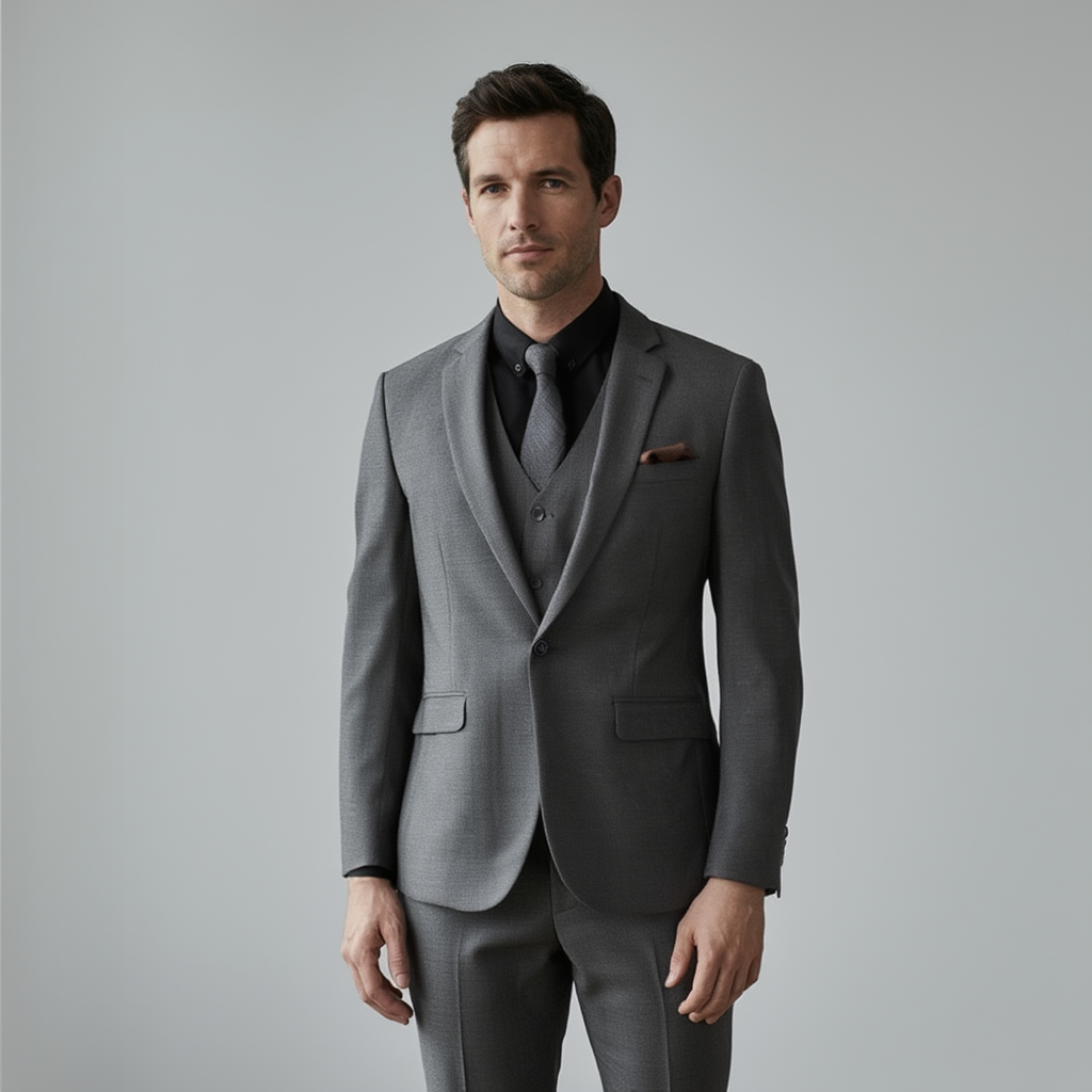 Élan TrioPro | Costume Trois Pièces Homme Slim Fit avec Veste, Gilet et Pantalon | Élégance Professionnelle 2