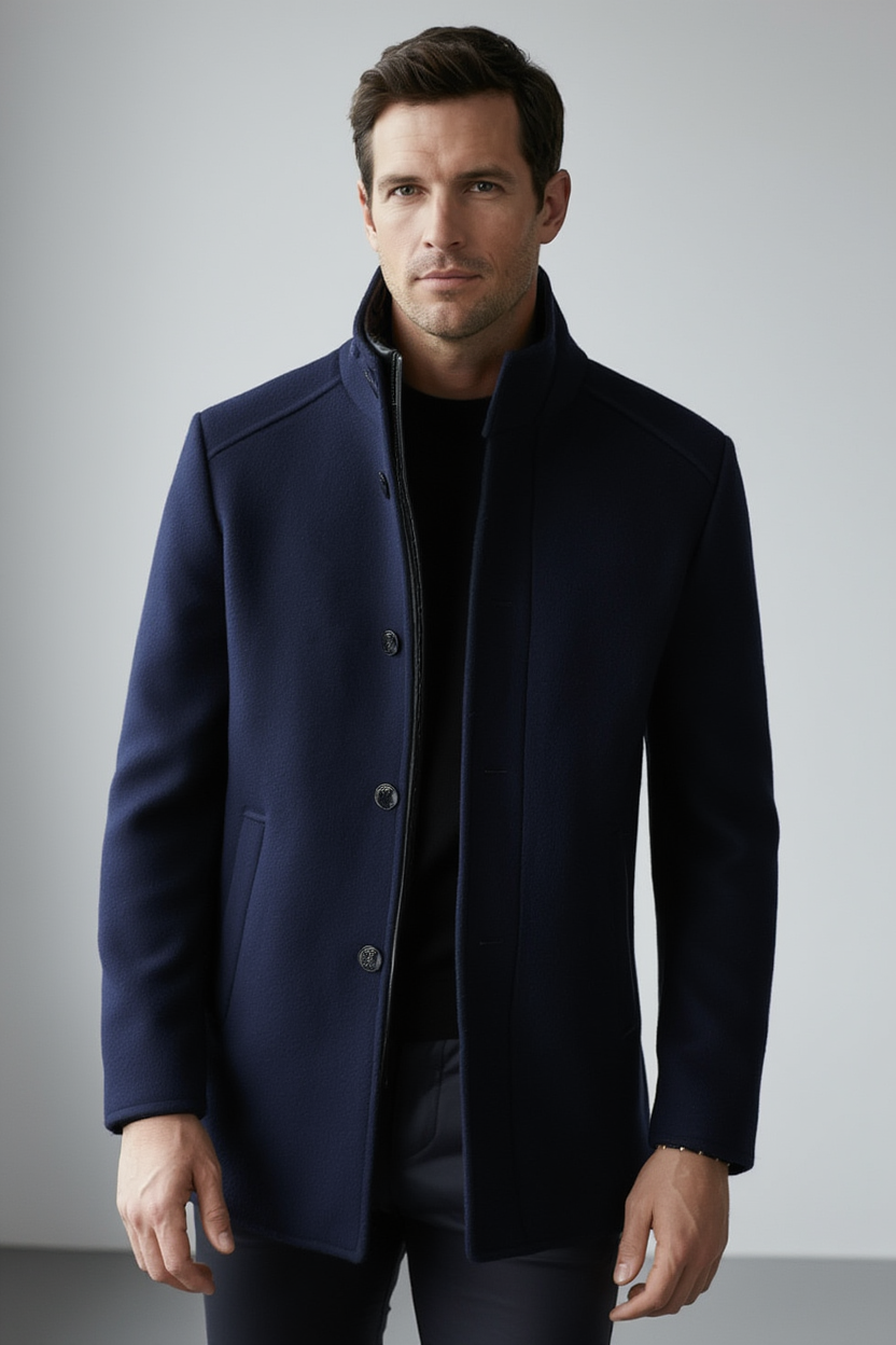 Manteau d'Hiver Homme Zippé avec Col Montant - Élégance et Confort 6