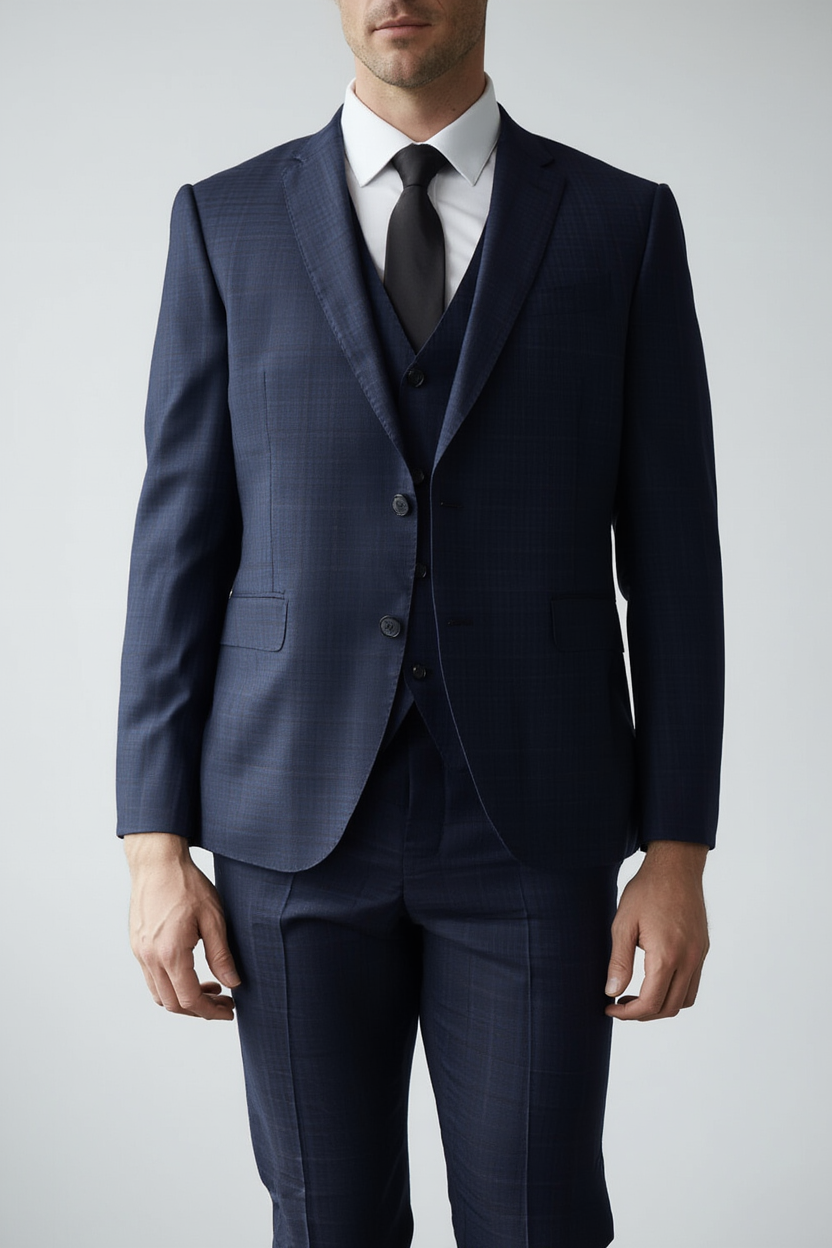 Costume Trois Pièces Élégant avec Blazer Ajusté et Motif Carreaux pour Style Polyvalent 5