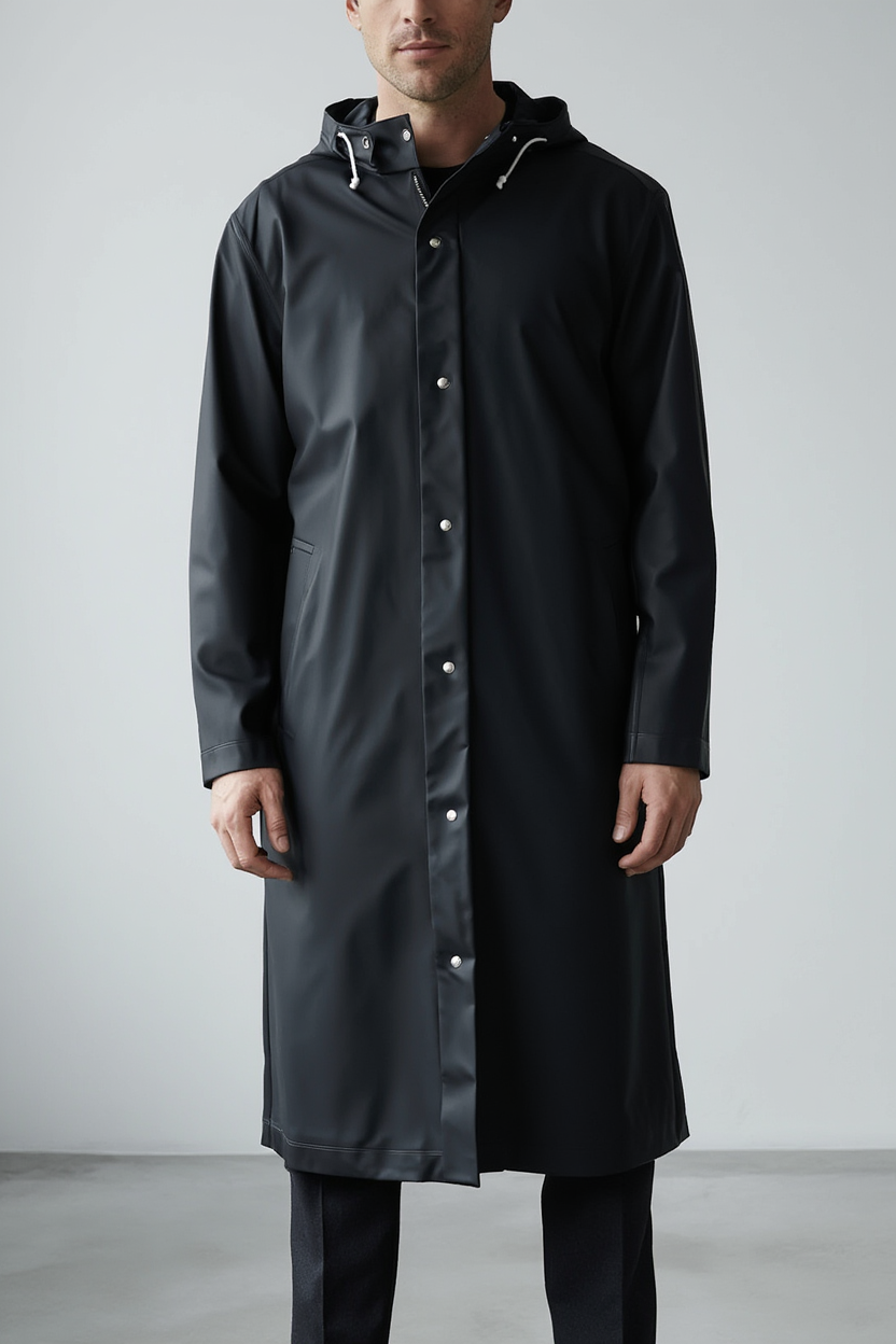 Trench Minimaliste | Imperméable Long avec Capuche Intégrée | Élégance Urbaine pour Mi-Saison 7