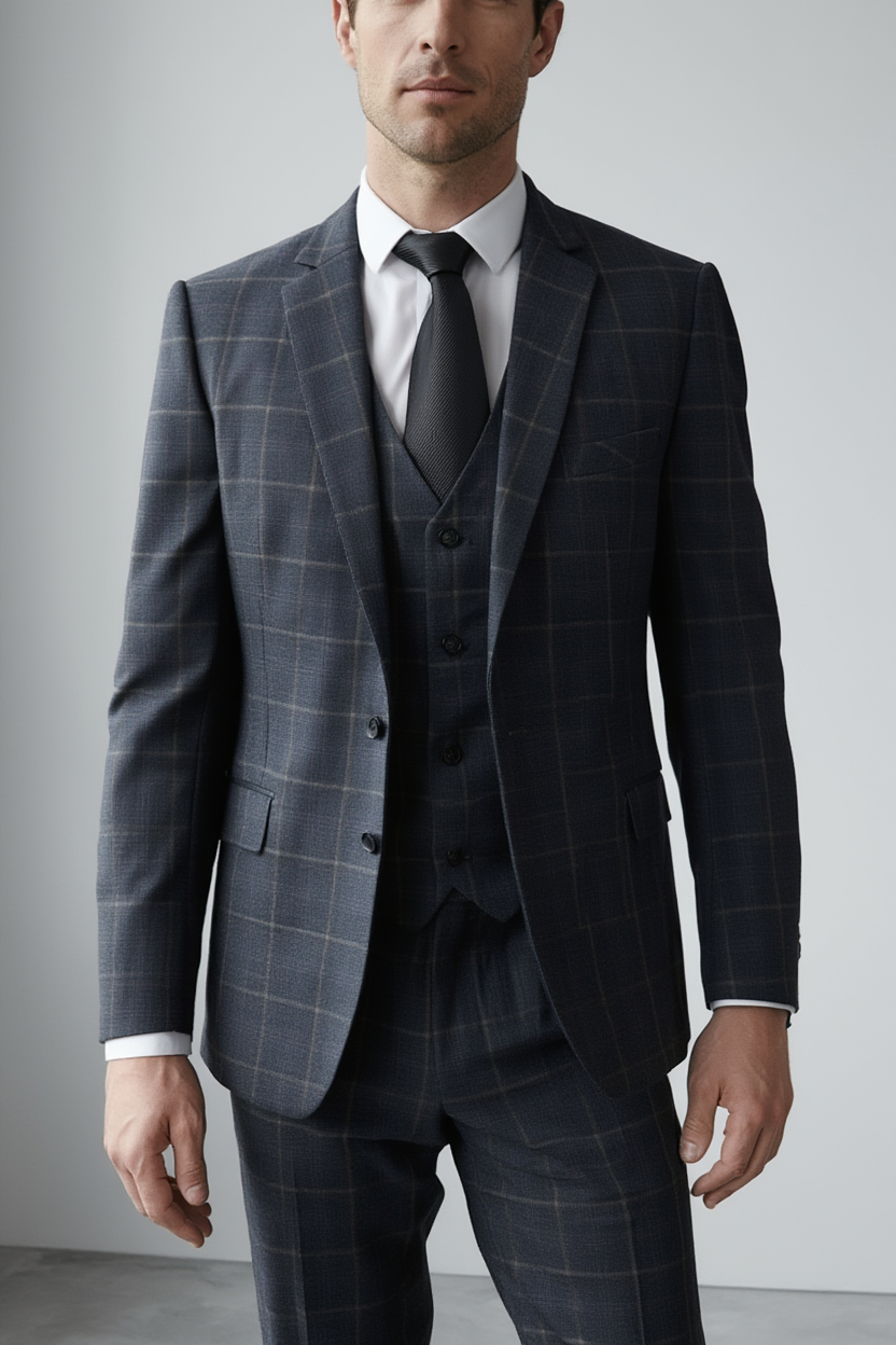 Costume Shelby | Costume Trois Pièces en Tweed Mélangé avec Blazer et Gilet | Élégance Moderne pour Toutes les Occasions 2