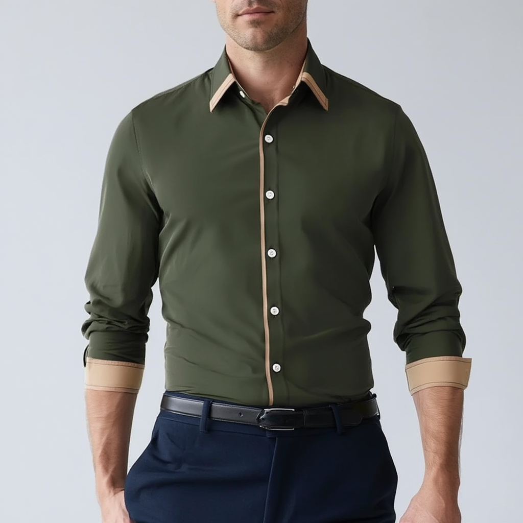 Chemise Homme Classique avec Col Traditionnel | Élégance Automnale et Polyvalence 2