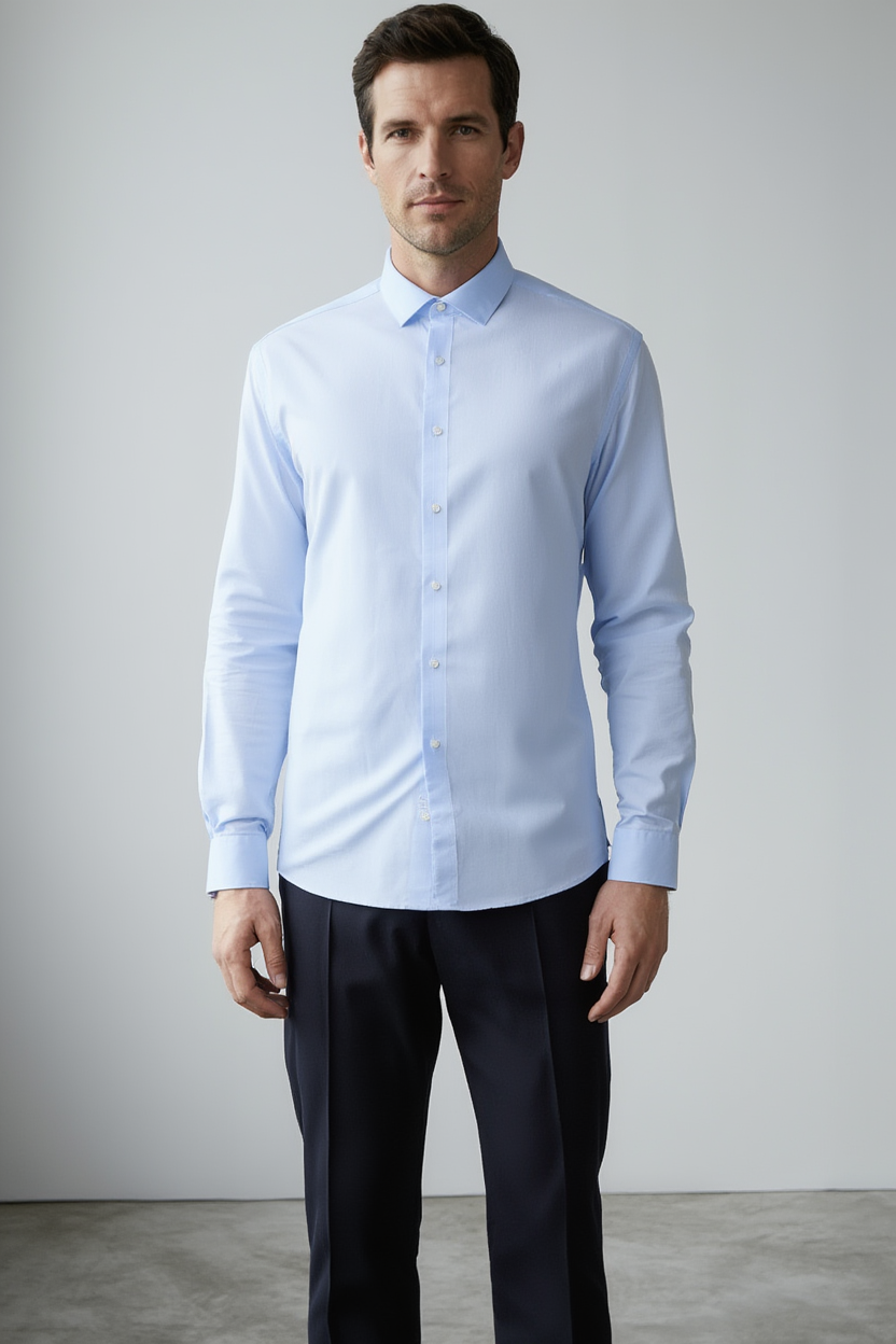 Élégance Classique | Chemise en Coton Bleu pour Homme avec Finitions Soignées | Style Polyvalent pour Toutes Occasions 4