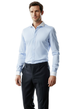 Élégance Masculine | Chemise en Coton Bleu et Blanc avec Col Classique | Polyvalente pour Toutes Occasions 1