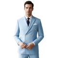 Costume Homme Élégant avec Design Croisé en Polyester et Polyamide pour Confort et Style 1
