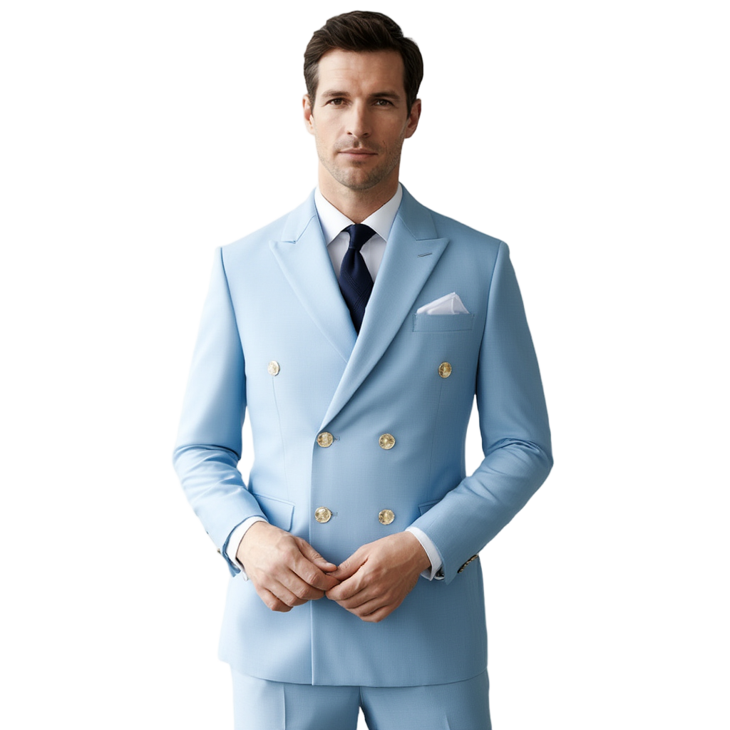 Costume Homme Élégant avec Design Croisé en Polyester et Polyamide pour Confort et Style 1