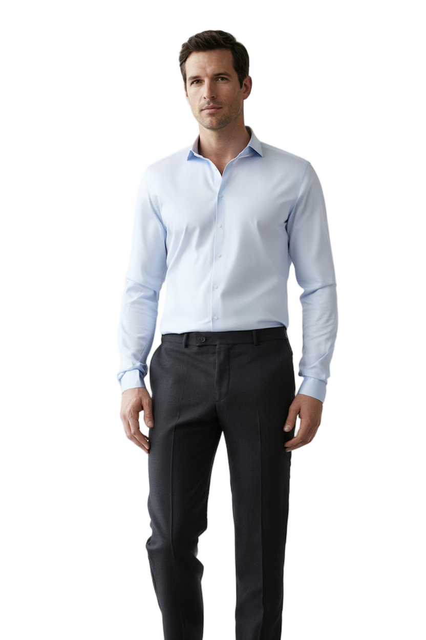 Élégance Classique | Chemise en Coton Bleu pour Homme avec Finitions Soignées | Style Polyvalent pour Toutes Occasions 1