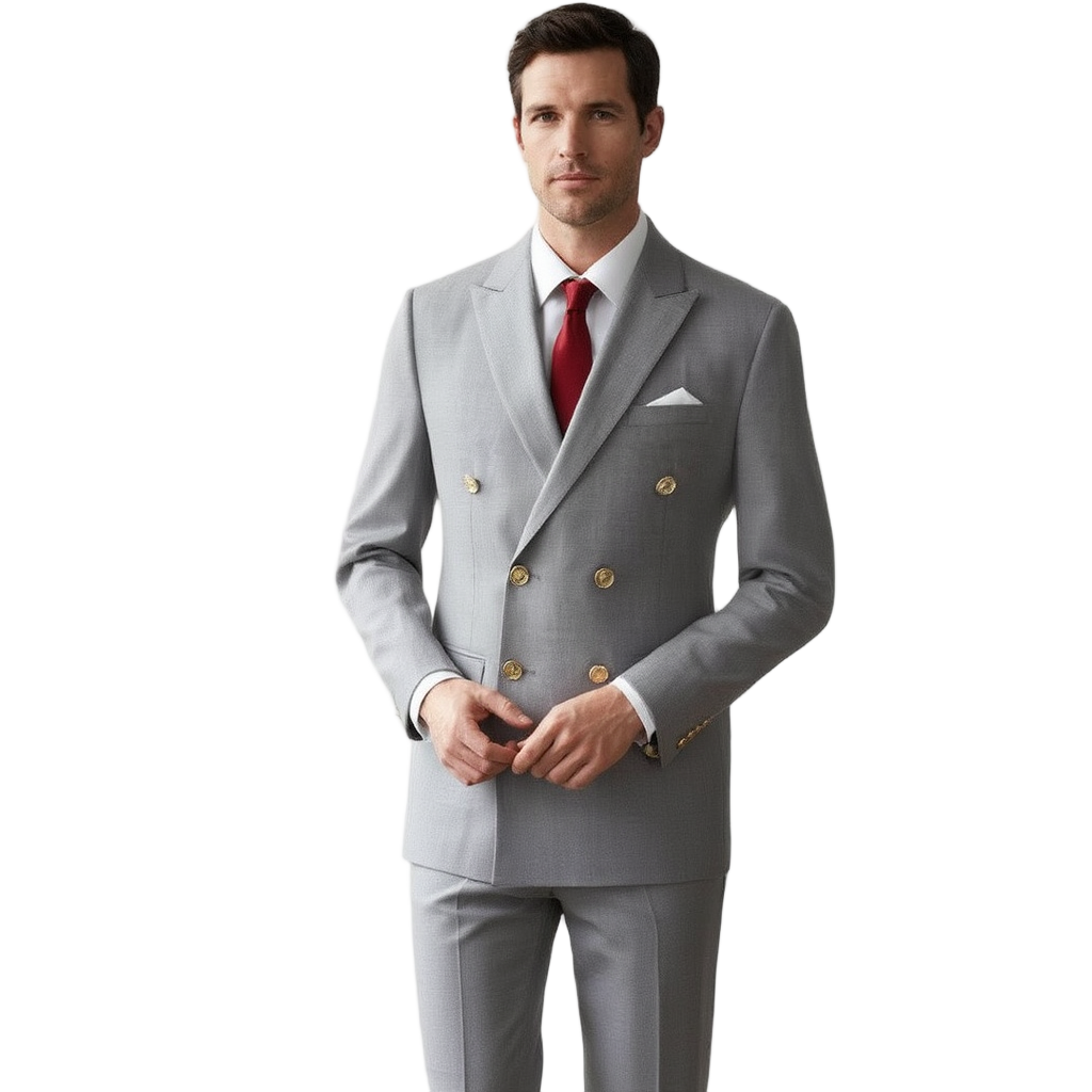 Costume Homme Élégant avec Design Croisé en Polyester et Polyamide pour Confort et Style 5