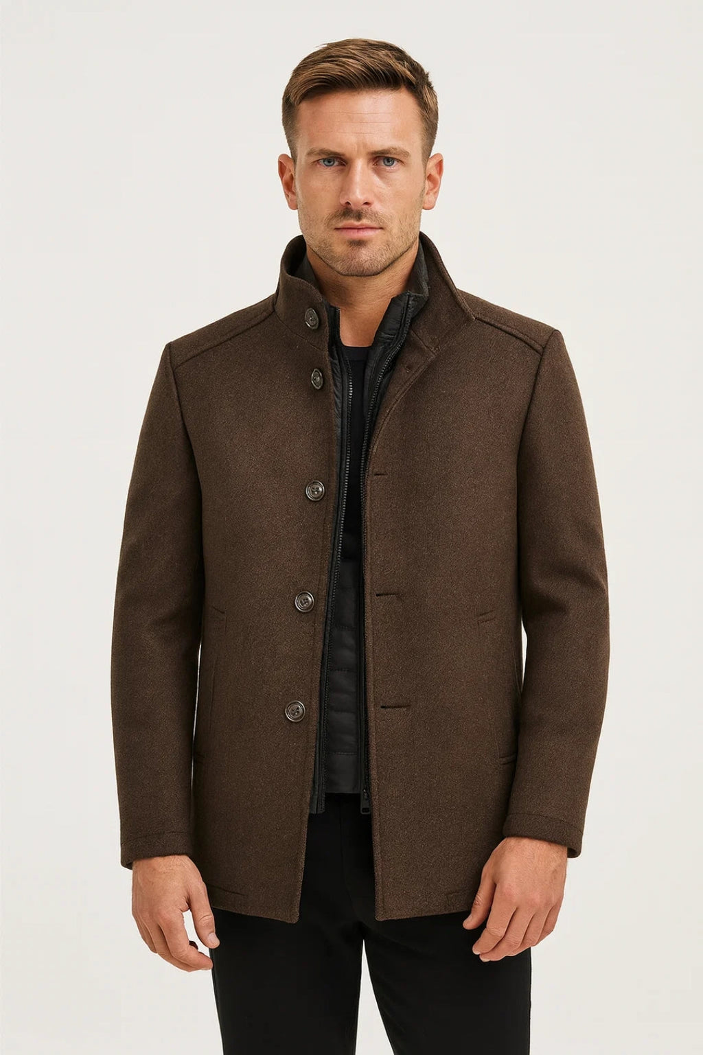 Manteau d'Hiver Homme Zippé avec Col Montant - Élégance et Confort 7