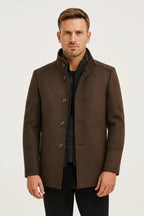 Manteau d'Hiver Homme Zippé avec Col Montant - Élégance et Confort 7