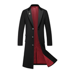 Manteau Long en Laine avec Col en Velours et Doublure Rouge pour Élégance Automnale 8