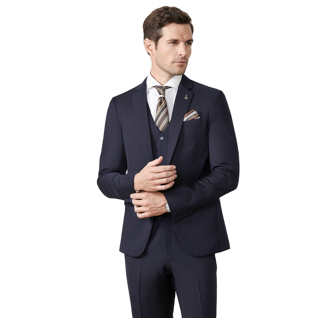 Costume 3 Pièces Homme en Polyviscose avec Coupe Slim Fit | Élégance Moderne pour Toutes Occasions 5
