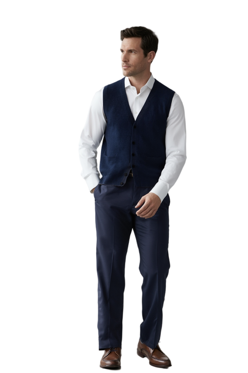 Élégance Masculine | Gilet Ajusté Mi-Saison avec Encolure en V | Polyvalent pour Tenues Chic 1