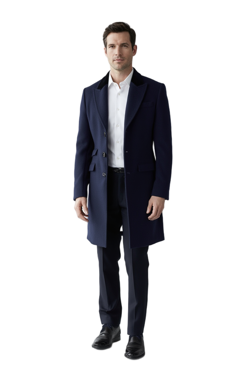 Manteau Élégant en Laine avec Col en Velours pour Automne-Hiver - Style Sophistiqué 1