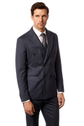 Costume Trois Pièces Élégant avec Blazer à Bouton Unique et Gilet en Tweed 1