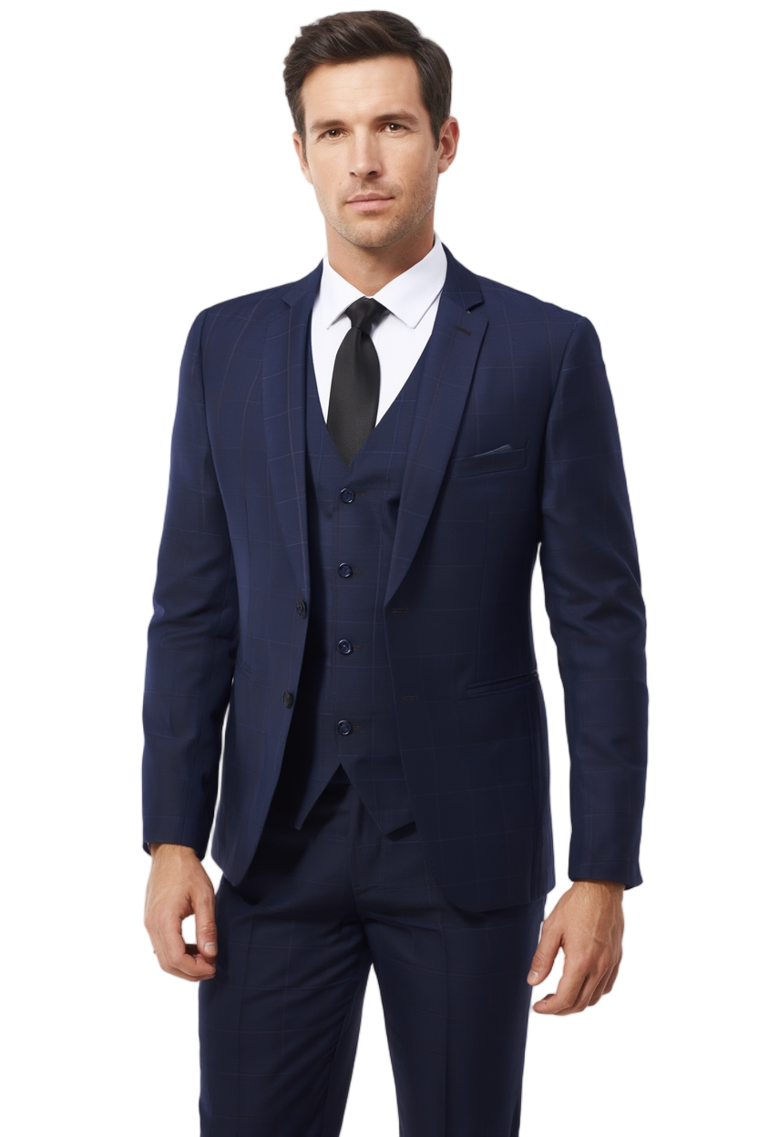 Costume Trois Pièces Élégant avec Blazer Ajusté et Motif Carreaux pour Style Polyvalent 1