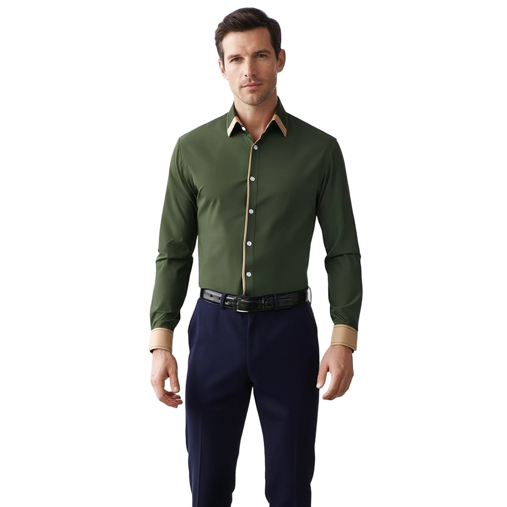 Chemise Homme Classique avec Col Traditionnel | Élégance Automnale et Polyvalence 1