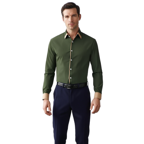 Chemise Homme Classique avec Col Traditionnel | Élégance Automnale et Polyvalence 1