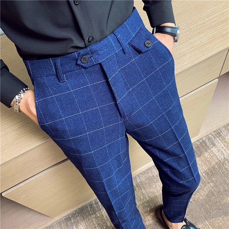 Pantalon Habillé à Carreaux Slim Fit en Polyester Viscose | Élégance et Confort Quotidien 6