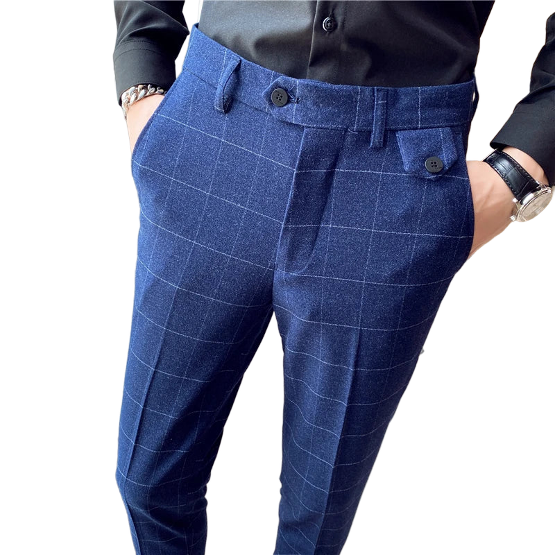 Pantalon Habillé à Carreaux Slim Fit en Polyester Viscose | Élégance et Confort Quotidien 7