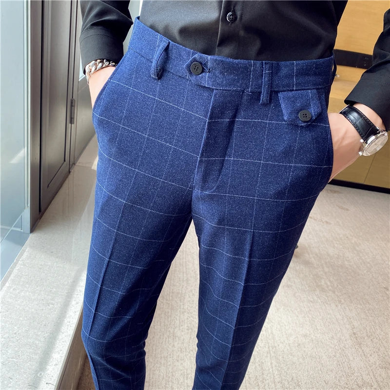 Pantalon Habillé à Carreaux Slim Fit en Polyester Viscose | Élégance et Confort Quotidien 8