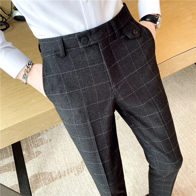 Pantalon Habillé à Carreaux Slim Fit en Polyester Viscose | Élégance et Confort Quotidien 9
